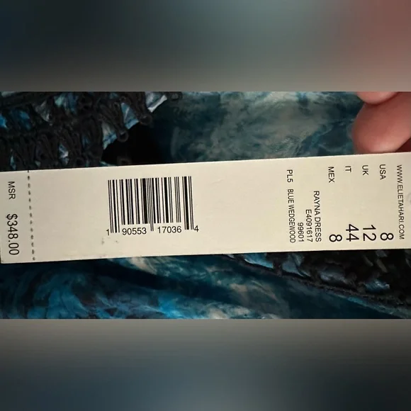 Elie Tahari Dress Rayna Blue Floral Sheer with black liner shell Size 8 NWT - Picture 12 of 12